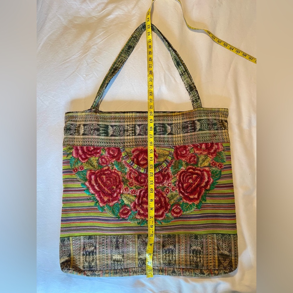 Vintage handmade floral Embroidered Tote Bag - Multicolor